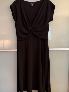 Chaps Black Twist-Knot Midi Dress